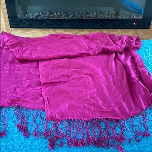 Vibrant Pink Scarf/Wrap with Fringe